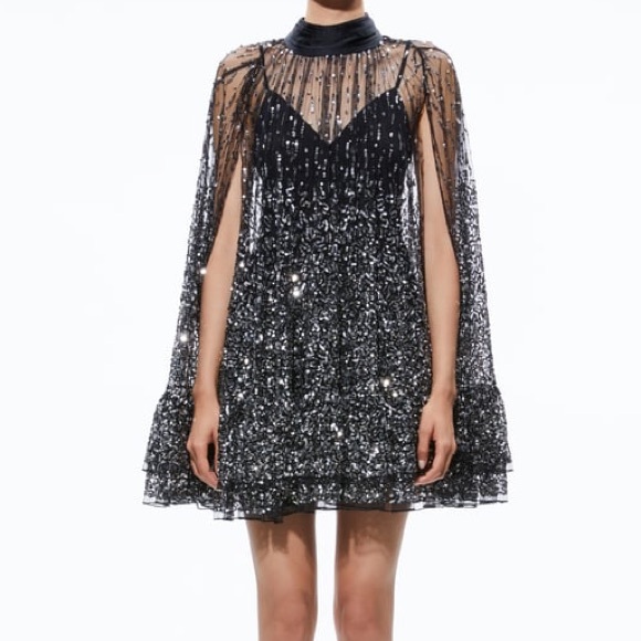 NEW Alice + Olivia Zenon Cape Mini Dress (white version) - Picture 9 of 9